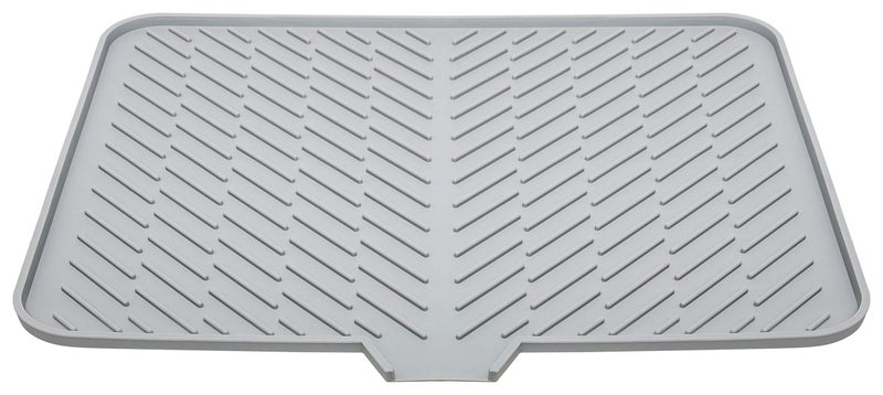 Luxet Silicone Dish Drying Mat With Built-In Drain Lip - Hygienic Drying Pad - Sturdy Compact Easy To Clean Tray Protects Surfaces Prevents Water Build Up - 23 X 17 (Grey) - Image 1