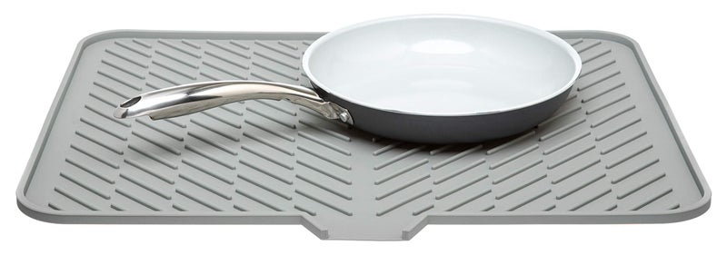 Luxet Silicone Dish Drying Mat With Built-In Drain Lip - Hygienic Drying Pad - Sturdy Compact Easy To Clean Tray Protects Surfaces Prevents Water Build Up - 23 X 17 (Grey) - Image 3