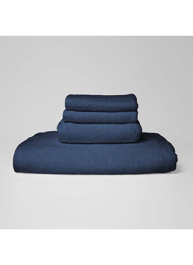 4 Pieces Set by La'Marvel, Navy Blue 600 GSM 100% Cotton Hotel Towels 