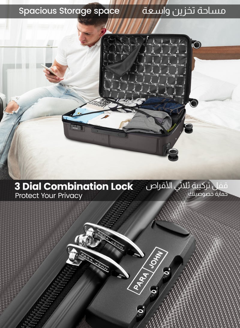 PARAJOHN خفيفة الوزن قطعة واحدة مقاس واحد ABS الجانب الصلب كابينة صغيرة تحمل حقيبة سفر بعجلات مع قفل - Image 4