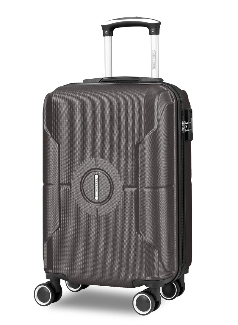 PARAJOHN Lightweight 1 piece Single Size ABS Hard side Small Cabin Carry Travel Luggage Trolley Bag with Lock- Dark Grey