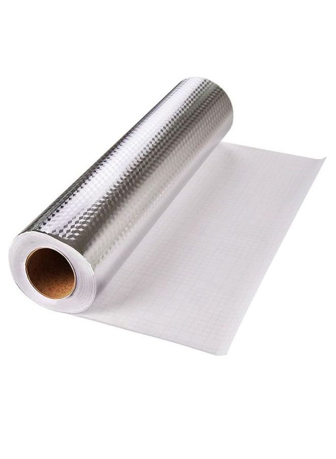 Oil Proof Kitchen Backsplash Sticker Silver 61x500cm Durable Waterproof Wall Covering for Home Cooking and Everyday Use - Image 1