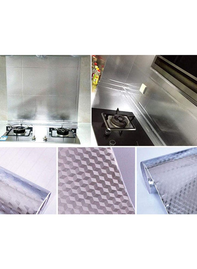 Oil Proof Kitchen Backsplash Sticker Silver 61x500cm Durable Waterproof Wall Covering for Home Cooking and Everyday Use - Image 5