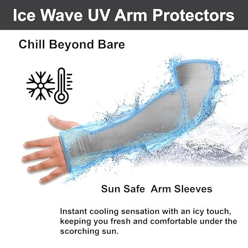 SNMMIFER UV Protection Arm Sleeves with Thumb Holes, Nylon Sun Protection Hand Cover for Running and Cycling, Unisex (2 Pair-Grey) - Image 5