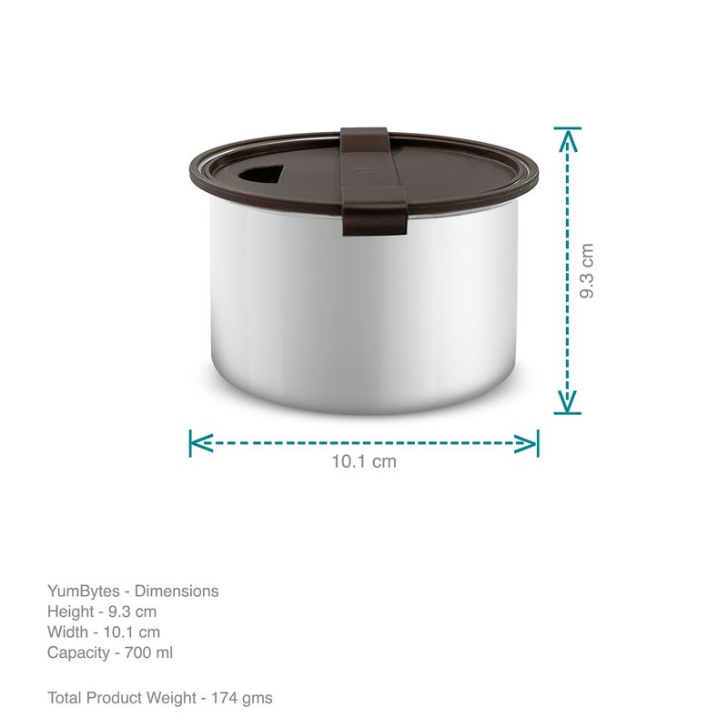 VAYA YumBytes Stainless Steel Snack Box, Leak-Resistant Snack Container for Kids & Adults, Perfect for School, Work, and Travel, 700 ml, Stainless Steel Finished - Image 3
