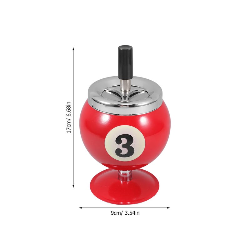 Red Metal Ashtray with Lid for Office Desk Indoor Decorative Cigar Ash Collector - Image 3