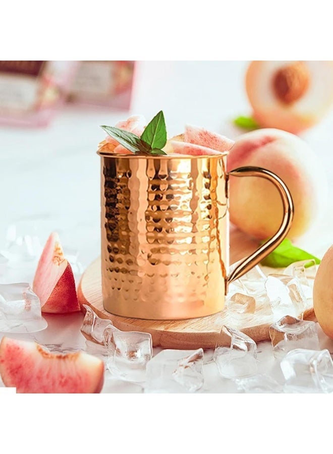 BOAO Moscow Mule Pure Copper Mugs - Set of 1 - Handmade of 100% Pure Copper -Hammered Finish-Riveted Handle - Image 1