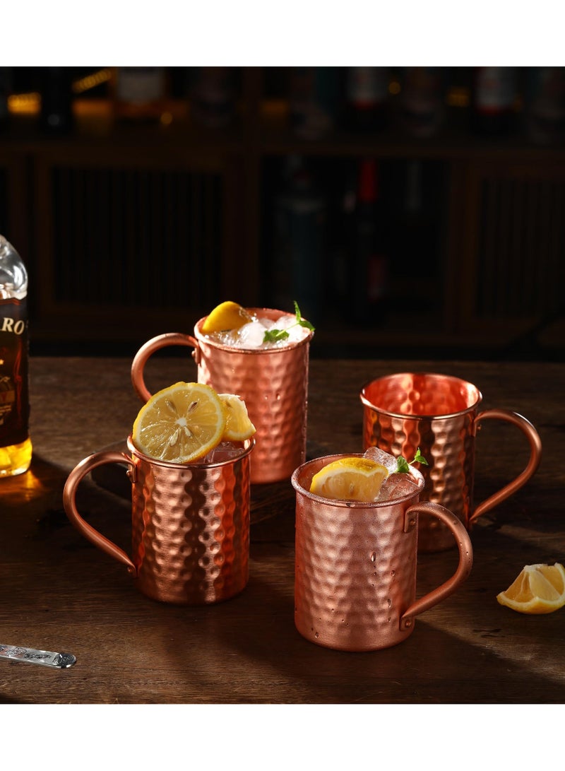 BOAO Moscow Mule Pure Copper Mugs - Set of 1 - Handmade of 100% Pure Copper -Hammered Finish-Riveted Handle - Image 4