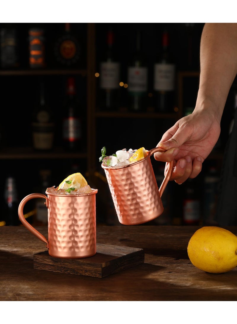 BOAO Moscow Mule Pure Copper Mugs - Set of 1 - Handmade of 100% Pure Copper -Hammered Finish-Riveted Handle - Image 5