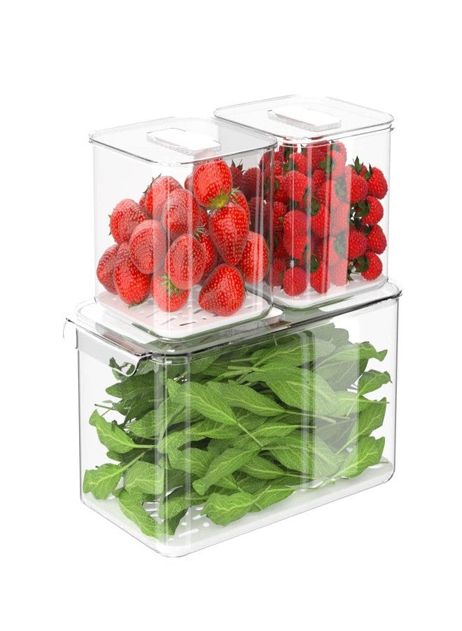 SANNO Fridge Produce Saver Food Storage Bin Containers, Refrigerator Food Fruit Vegetables storage Produce Saver Produce Saver Containers, Stackable Freezer Fridge - Image 1