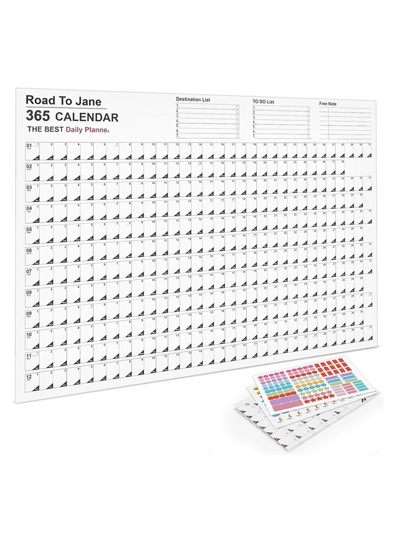 RATSAW 2024 365 Days Calendar Planner Sheet Wall Calendar Yearly Daily Schedule Poster Calendar To Do List Annual Planner for Office Supplies  - Image 1