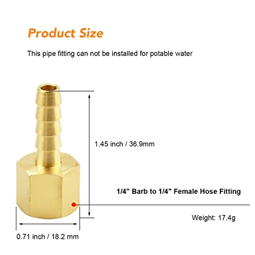 Besosay (6 Pack) Besosay 1/4 Inch Hose Barb to 1/4 Inch NPT Female Thread Fitting, Brass Quick Connector Coupler Adapter Reducer Air M Type Fitting, Quick-Connect Adapter - Image 2