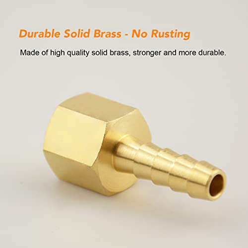 Besosay (6 Pack) Besosay 1/4 Inch Hose Barb to 1/4 Inch NPT Female Thread Fitting, Brass Quick Connector Coupler Adapter Reducer Air M Type Fitting, Quick-Connect Adapter - Image 4