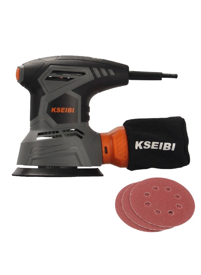 KSEIBI Random Orbit Sander 300w for Curved Surfaces, Versatile Sander, Refinishing Tool, Electric Sander with 3 Sandpapers, Dust Bag, Ideal for Smooth Finishes On Wood, Preparing Surfaces for Finishing.  - Image 1