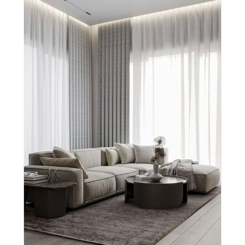 Betak Linen and MDF corner sofa - beige - Image 1