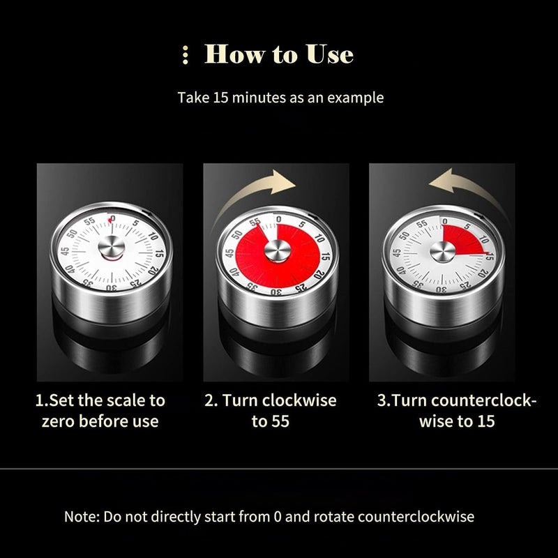FALONG Kitchen Timer 60 Minute Visual Timer with 70db Alert Mechanical Countdown Timers with Magnetic Backing for Cooking Teaching Meeting Working - Image 5