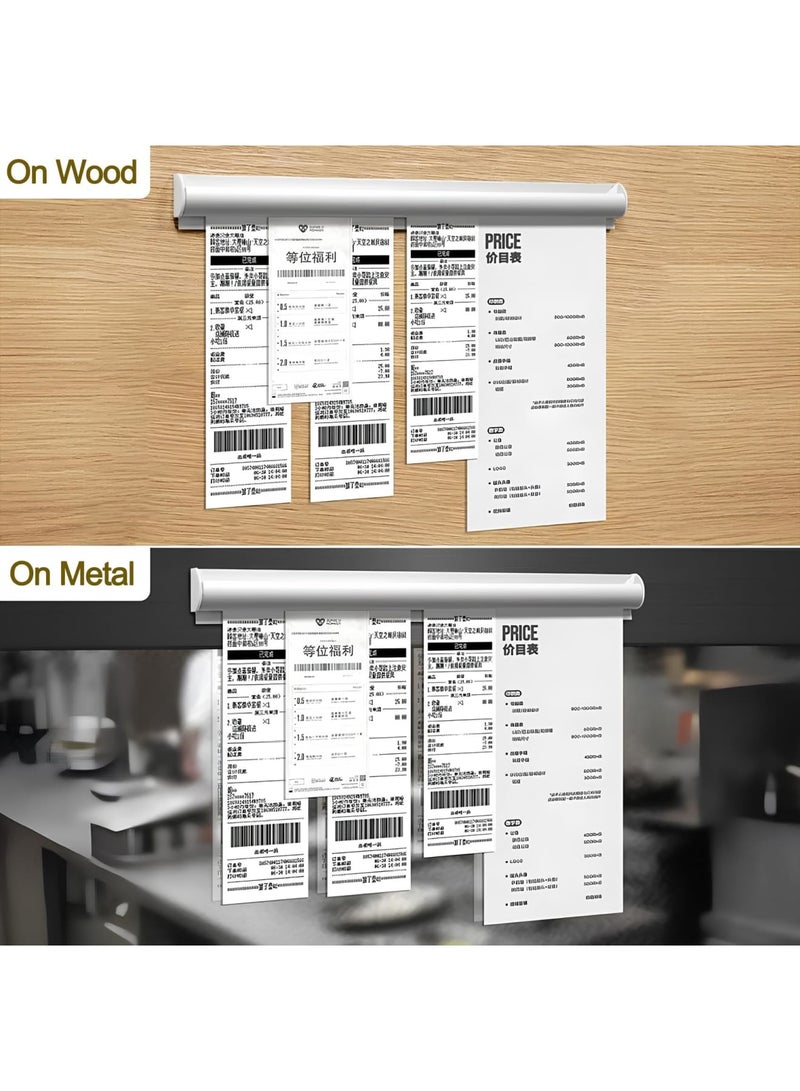 SYOSI حامل تذاكر منظم إيصالات 2 عبوة للمطعم، حامل تذاكر مثبت على الحائط بدون حفر للمطبخ، المكتب، المنزل، والمساحات التجارية، تركيب لاصق سهل (فضي، 12 بوصة، 2 قطعة) - Image 4