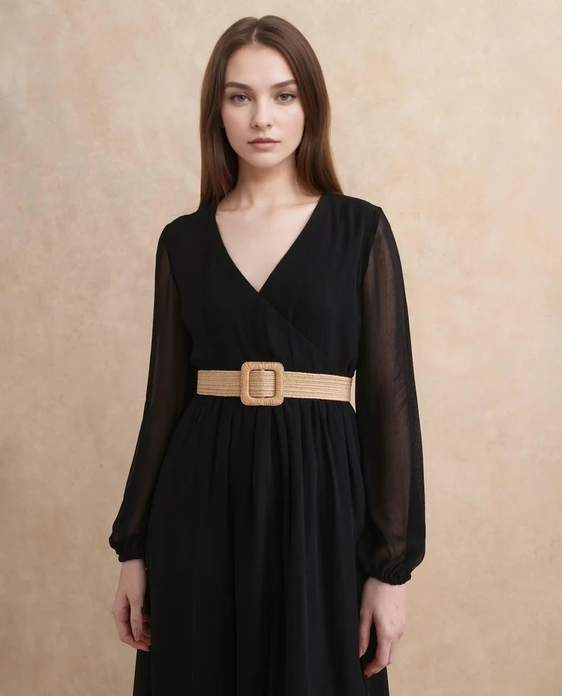 Rareism Women's Plain Flared Maxi Dress