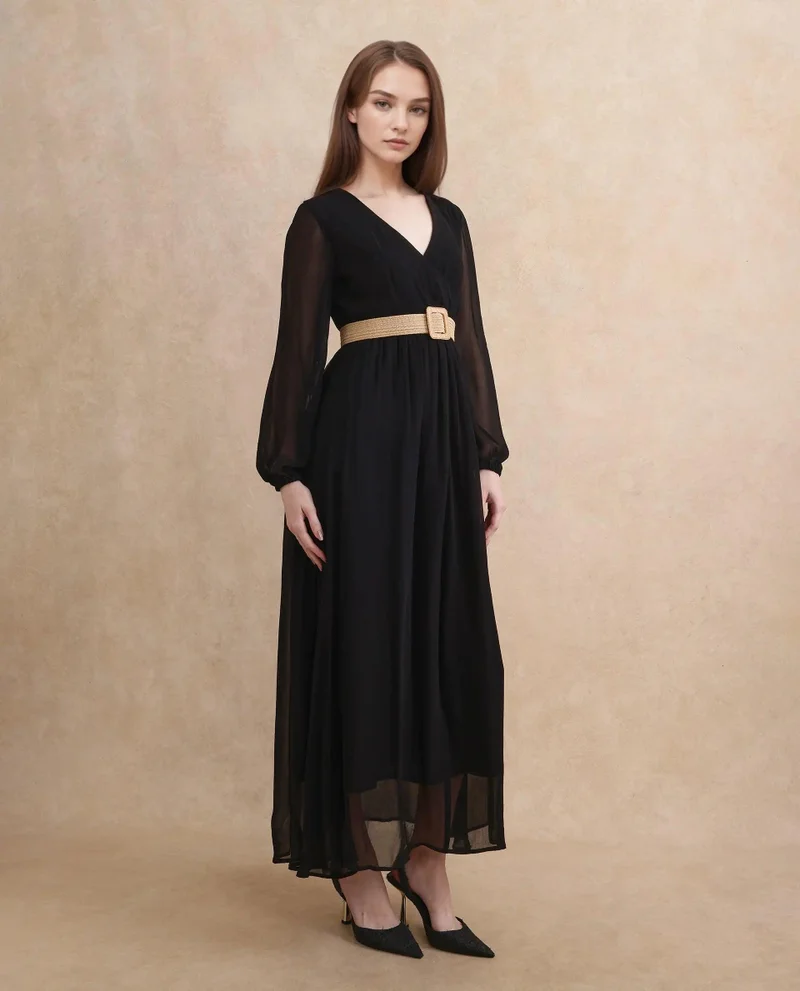 Rareism Women's Plain Flared Maxi Dress