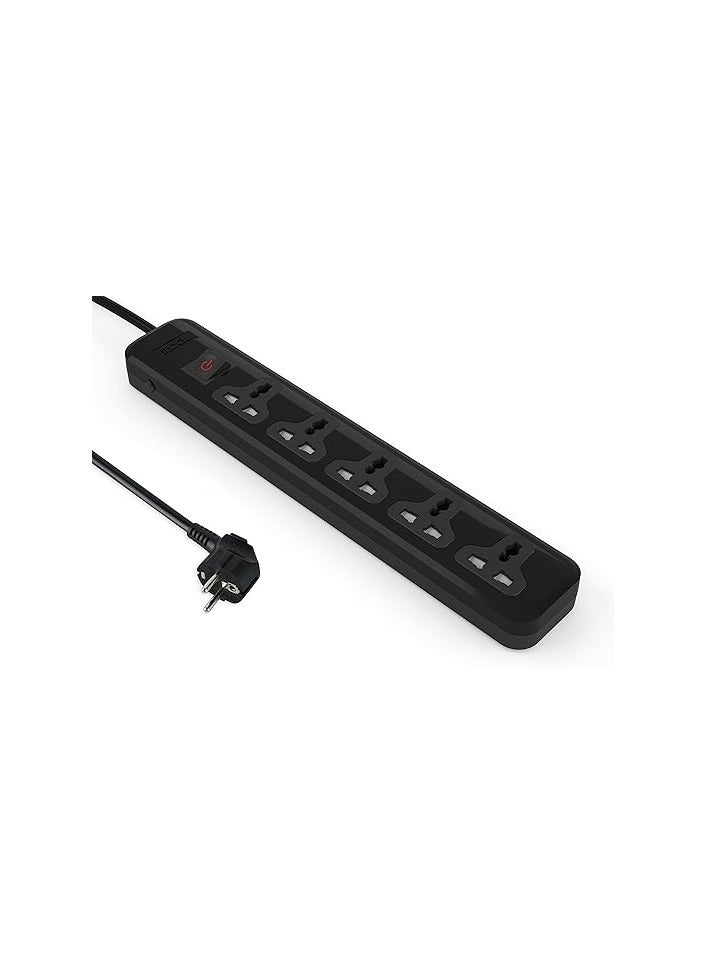 مشترك كهرباء بـ5 منافذ شاملة مع مفتاح من اي لوك (لون أسود) - Image 3