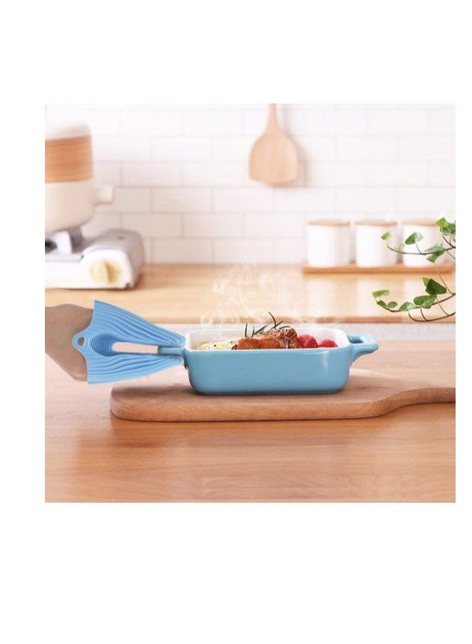 ماسك سيليكون مصمم بشكل شيك وأنيق، مقاوم للانزلاق، لحمل الصواني والأواني بكل سهولة، حجم كبير، لا غنى عنه في المطبخ ازرق D - Image 1