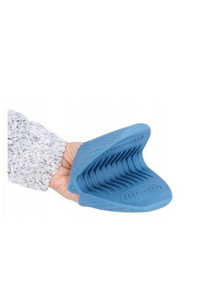 ماسك سيليكون مصمم بشكل شيك وأنيق، مقاوم للانزلاق، لحمل الصواني والأواني بكل سهولة، حجم كبير، لا غنى عنه في المطبخ ازرق D - Image 2