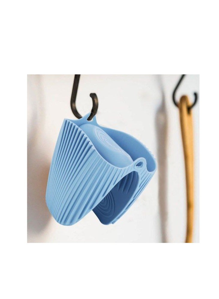 ماسك سيليكون مصمم بشكل شيك وأنيق، مقاوم للانزلاق، لحمل الصواني والأواني بكل سهولة، حجم كبير، لا غنى عنه في المطبخ ازرق D - Image 3