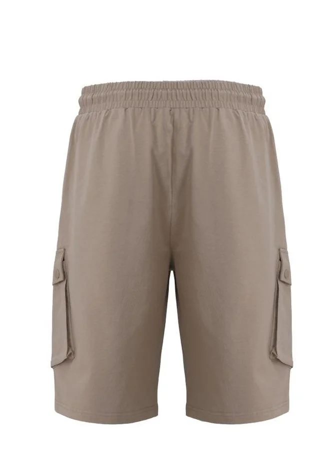Selene Beige Men Cotton Cargo Shorts with Drawstring for Men | Best Price UAE