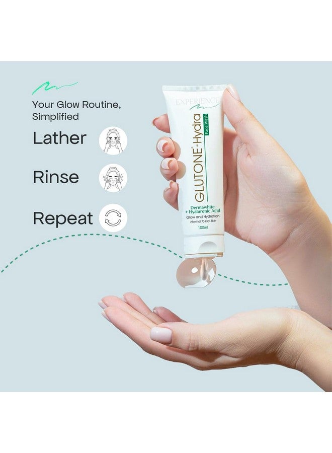 GLUTONE -Hydra Face Wash | 1% Hyaluronic Acid & Dermawhite | Hydrating & Brightening Cleanser | For Dry Skin | 100Ml (Pack Of 2) - Image 4