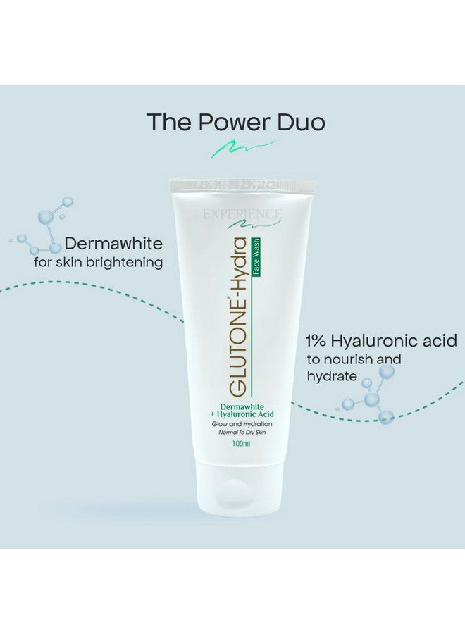 GLUTONE -Hydra Face Wash | 1% Hyaluronic Acid & Dermawhite | Hydrating & Brightening Cleanser | For Dry Skin | 100Ml (Pack Of 2) - Image 3
