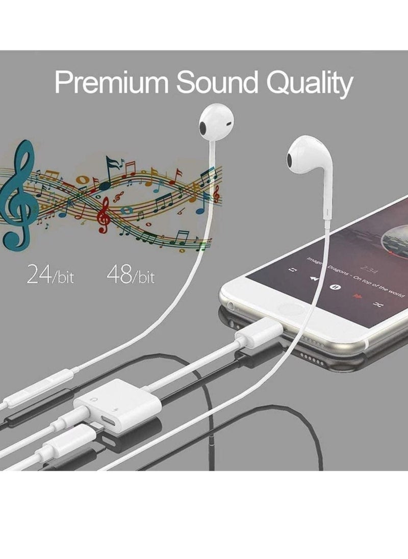 Generic - iPhone Headphones Adapter, Apple MFi Certified 2 in 1 Lightning to 3.5 mm Headphone Jack Adapter Dual Ports Dongle Charger Jack & AUX Audio 3.5mm Earphone Accessory for iPhone 12/11/X/XS - Image 1