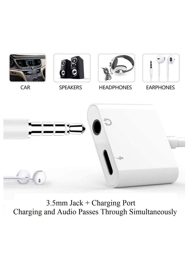 Generic - iPhone Headphones Adapter, Apple MFi Certified 2 in 1 Lightning to 3.5 mm Headphone Jack Adapter Dual Ports Dongle Charger Jack & AUX Audio 3.5mm Earphone Accessory for iPhone 12/11/X/XS - Image 1