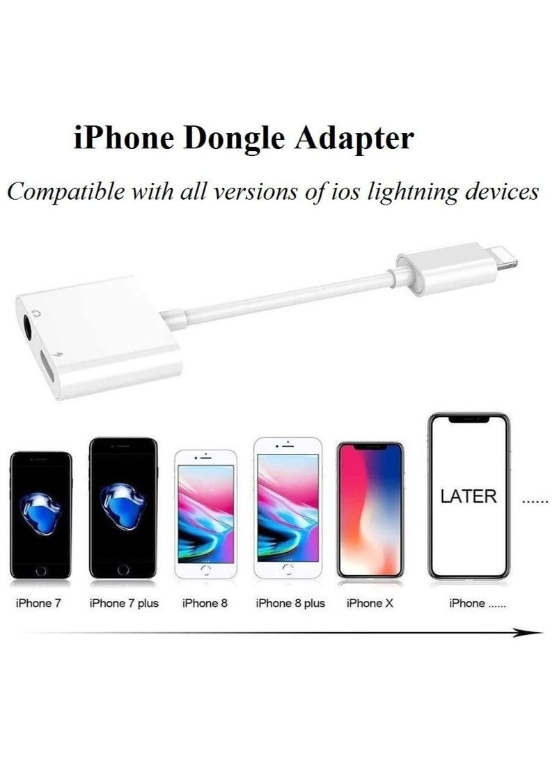 Generic - iPhone Headphones Adapter, Apple MFi Certified 2 in 1 Lightning to 3.5 mm Headphone Jack Adapter Dual Ports Dongle Charger Jack & AUX Audio 3.5mm Earphone Accessory for iPhone 12/11/X/XS - Image 1