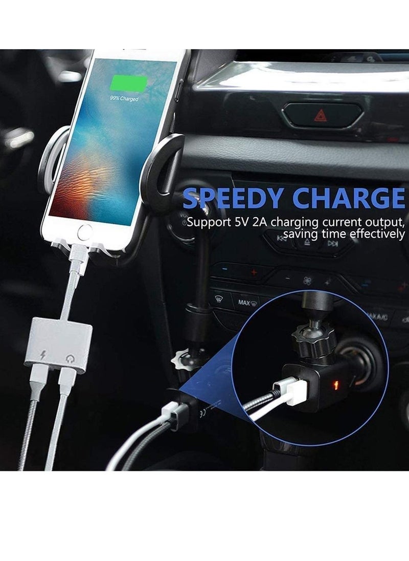 Generic - iPhone Headphones Adapter, Apple MFi Certified 2 in 1 Lightning to 3.5 mm Headphone Jack Adapter Dual Ports Dongle Charger Jack & AUX Audio 3.5mm Earphone Accessory for iPhone 12/11/X/XS - Image 1