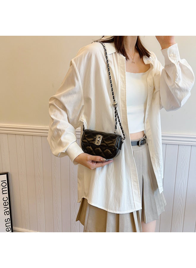 Rhombus Embroidery Thread Small Square Bag Super Popular Chain Women's Bag Exquisite All-match Shoulder Bag Niche Design - Image 2