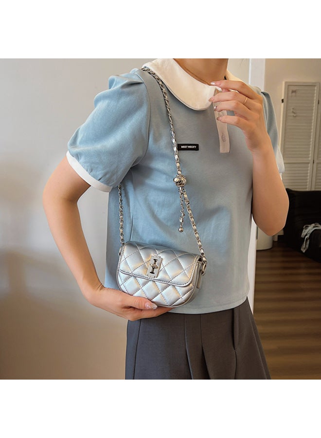 Rhombus Embroidery Thread Small Square Bag Super Popular Chain Women's Bag Exquisite All-match Shoulder Bag Niche Design - Image 4