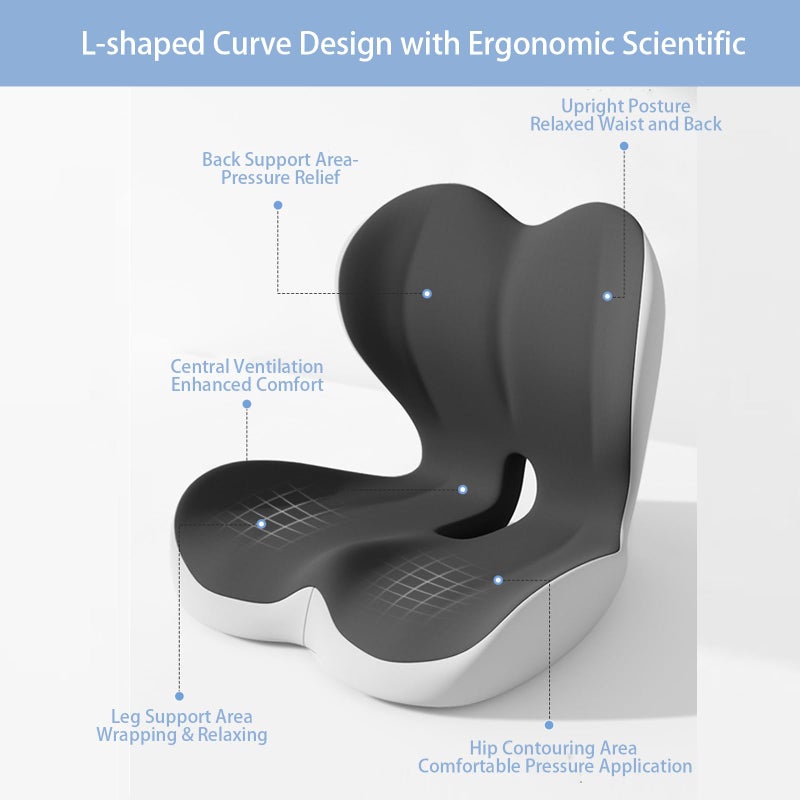 StarAneer Seat Cushion Premium Ergonomic Memory Foam Car & Office Chair Seat Cushion - Orthopedic Lumbar Support for Back Pain Relief, Non-Slip Design for Car, Truck, Home Chair & Office Seat - Image 3
