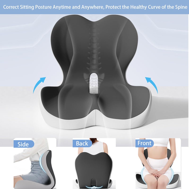 StarAneer Seat Cushion Premium Ergonomic Memory Foam Car & Office Chair Seat Cushion - Orthopedic Lumbar Support for Back Pain Relief, Non-Slip Design for Car, Truck, Home Chair & Office Seat - Image 2