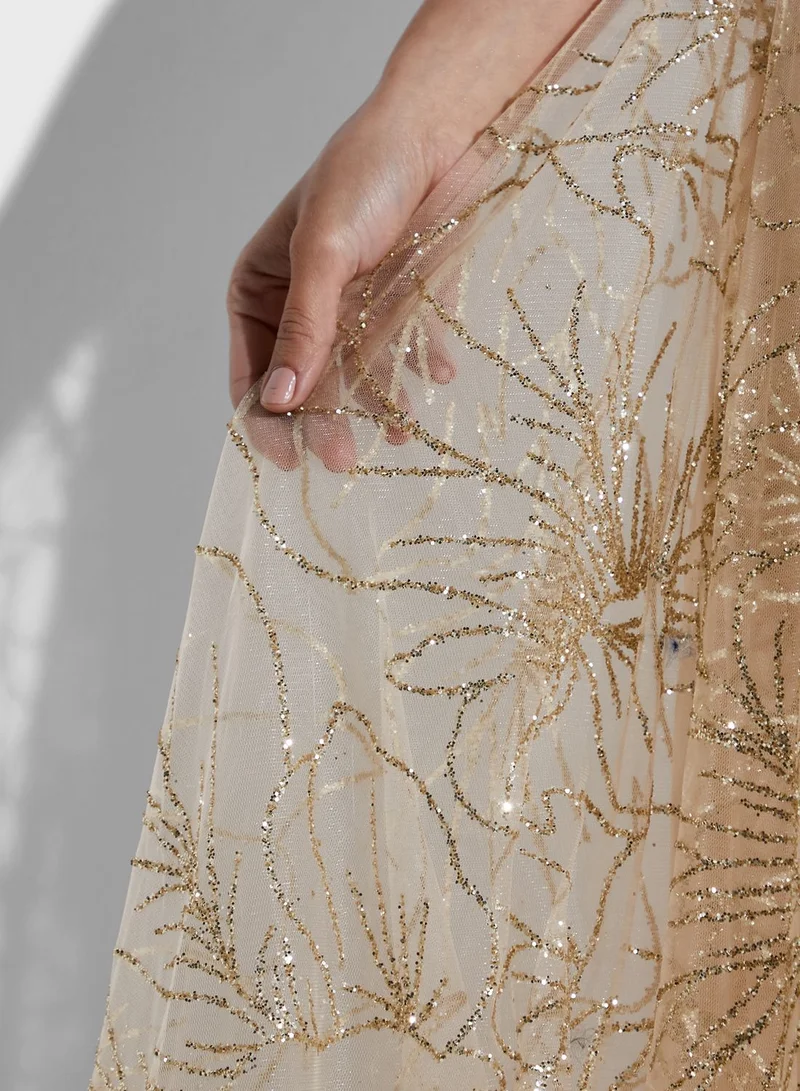 Soieblu Plunge Embellished Gown