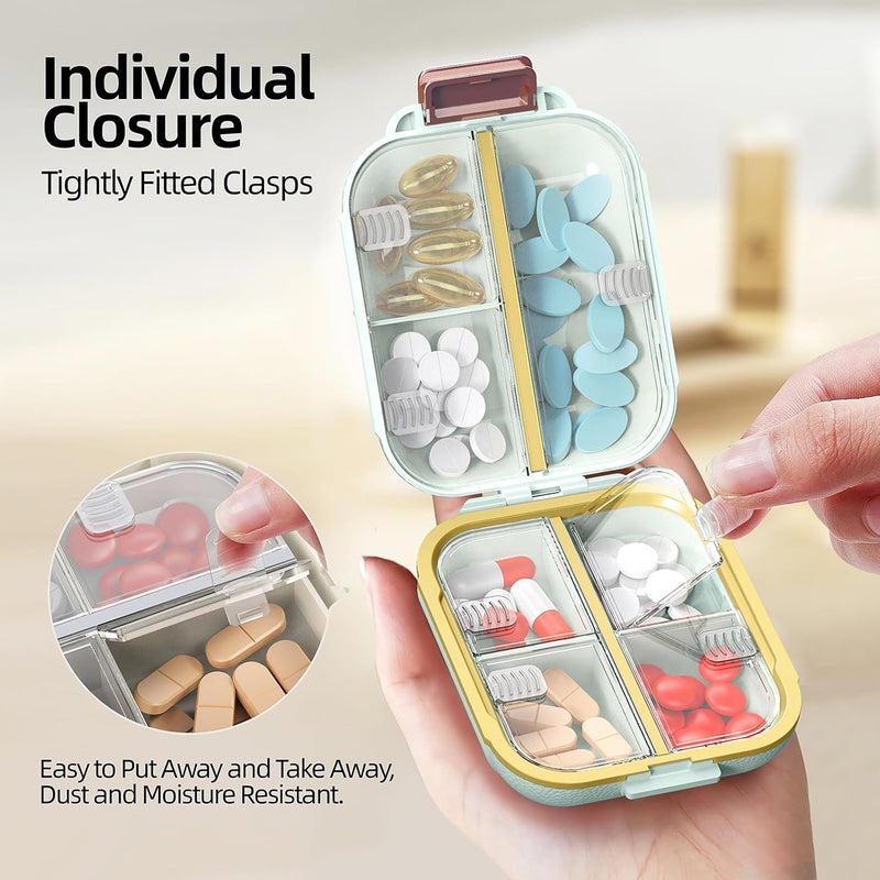 SWIUKPHE Pill Organizer, Portable Medicine Container, Travel Pill Case Pill Containe, 7 Compartments, BPA-Free, Air-Tight Lid, Small Pill Case for Travel, Daily Organizer, Green - Image 4