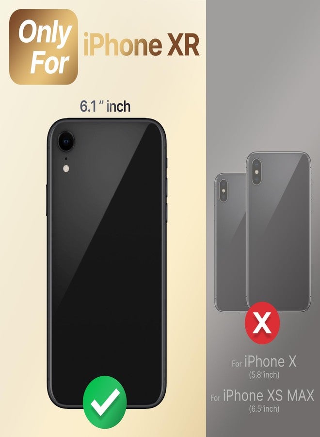XYZ جراب XYZ لهاتف iPhone XR مع حامل، جراب هاتف XR مع حامل مزدوج الحلقات، جراب حماية فاخر مرصع بالكريستال على شكل قلب للنساء والفتيات لهاتف iPhone XR (6.1 بوصة)، أسود - Image 2