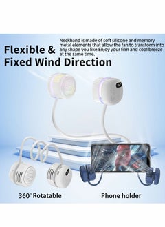 Y&D Portable Neck Fan, Foldable Bladeless Hands-Free USB Rechargeable Battery Operated Cooling,wearable Air Conditioner for Sport, Outdoor, Office, Travel, White  - Image 3