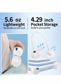 Y&D Portable Neck Fan, Foldable Bladeless Hands-Free USB Rechargeable Battery Operated Cooling,wearable Air Conditioner for Sport, Outdoor, Office, Travel, White  - Image 4