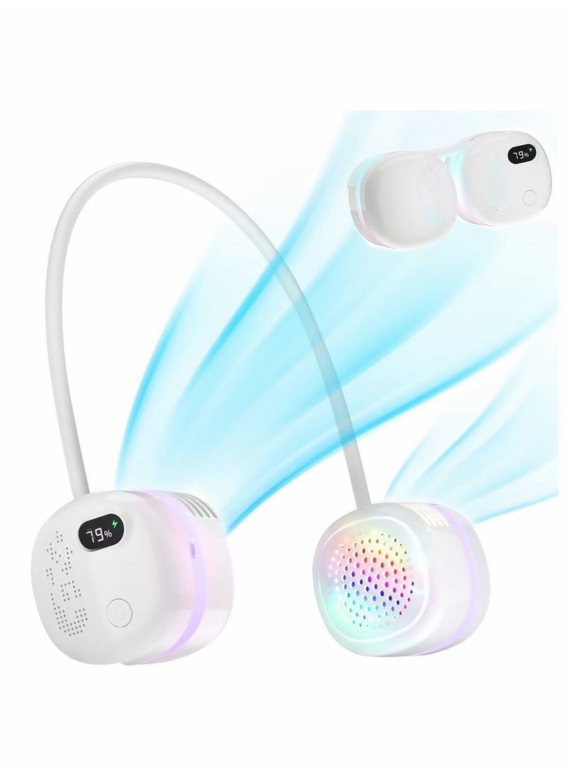 Y&D Portable Neck Fan, Foldable Bladeless Hands-Free USB Rechargeable Battery Operated Cooling,wearable Air Conditioner for Sport, Outdoor, Office, Travel, White  - Image 1