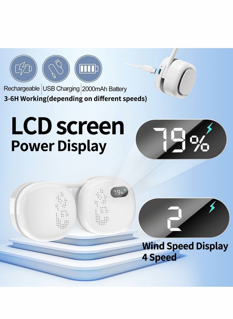 Y&D Portable Neck Fan, Foldable Bladeless Hands-Free USB Rechargeable Battery Operated Cooling,wearable Air Conditioner for Sport, Outdoor, Office, Travel, White  - Image 5