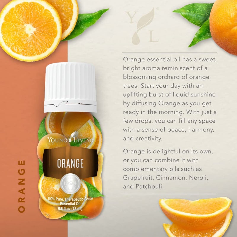 Young Living Orange Essential Oil 15ml - Brighten Your Space with an Uplifting Citrus Aroma - Cleanse, Refresh, and Promote Wellness - Premium Young Living - Image 2