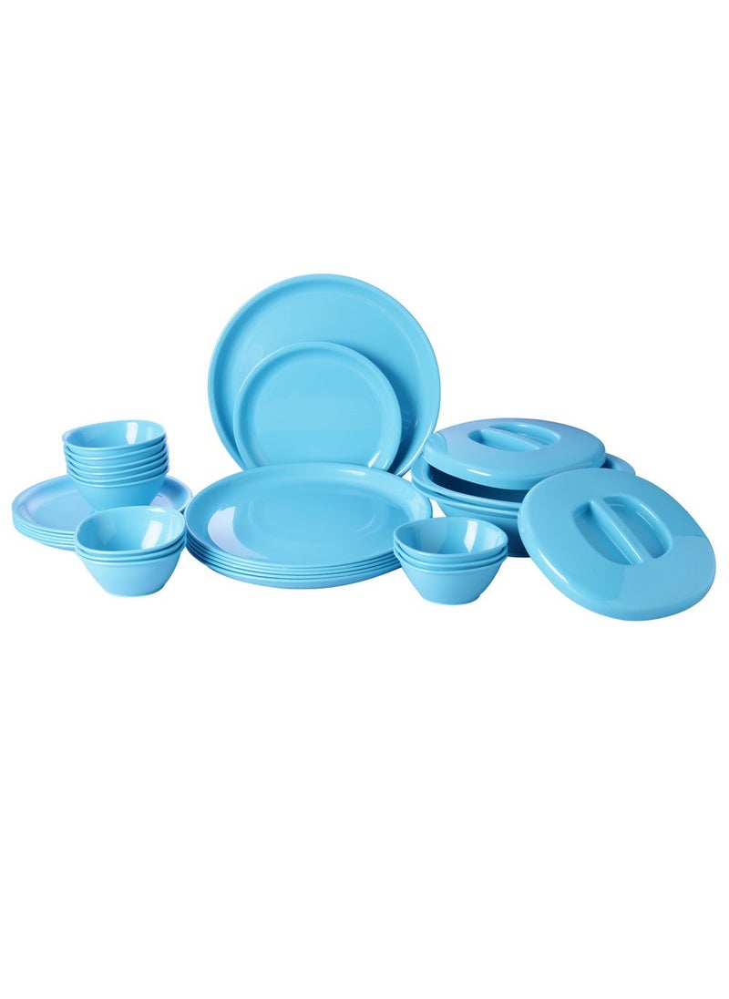Incrizma Incrizma Polypropylene Microwave Safe Break Resistant Dinner Set, 28 Pieces, Round, Turquoise 