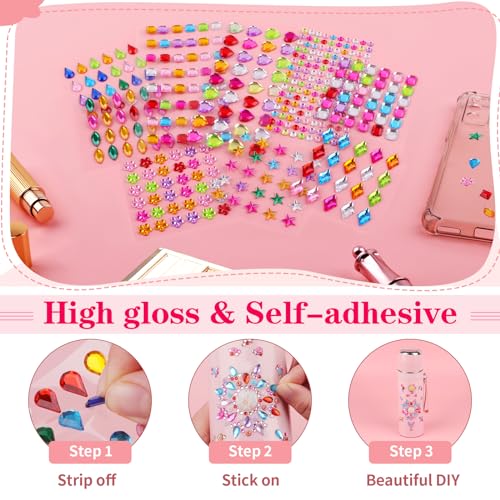 Hoiny 407pcs Gem Stickers Crafts for Kids, Self Adhesive Jewel Stickers, Acrylic Bling Stick on Gems, Big Rhinestone Stickers for Crafts, Muticolor Gemstone Sticky Gems for Crafting Decorating DIY - Image 5