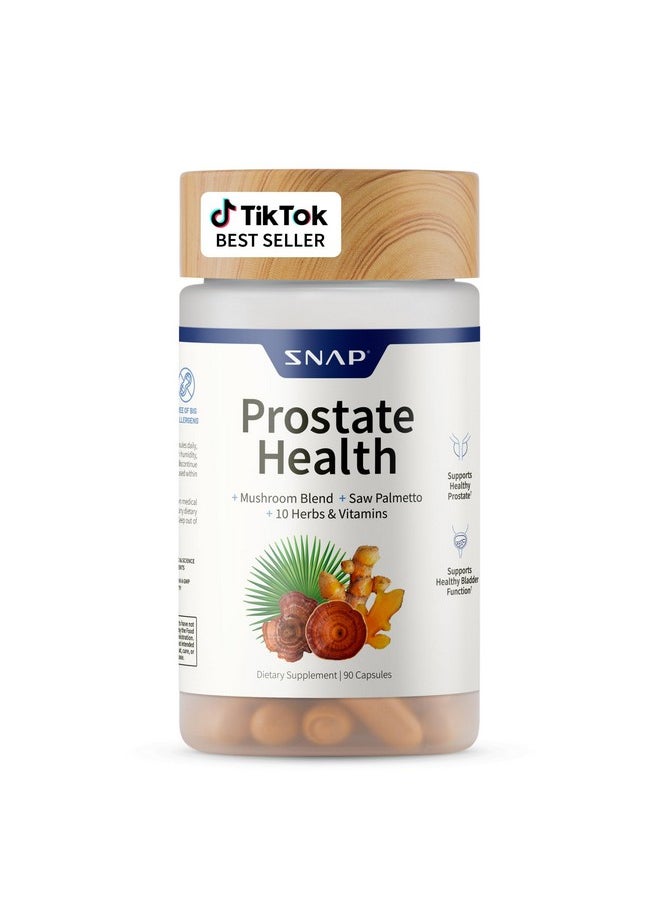 SNAP SUPPLEMENTS Snap Supplements Prostate Health Support Supplement, Saw Palmetto for Men Plus Stinging Nettle Root, Magnesium Citrate, Zinc and Plant Sterols, Supports Male Urinary Tract Health, 90 Capsules  - Image 1