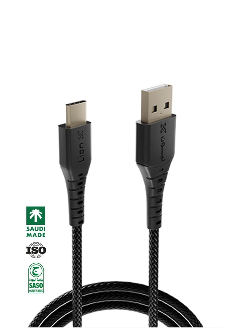 ليون اكس كيبل ليون إكس USB-C قماش بطول 1 متر - كابل شحن ونقل بيانات بجودة سعودية معتمدة، تصميم متين وأنيق، متوافق مع iPhone 15 و16، iPad، التابلت، وأجهزة Android Type-C - Image 2